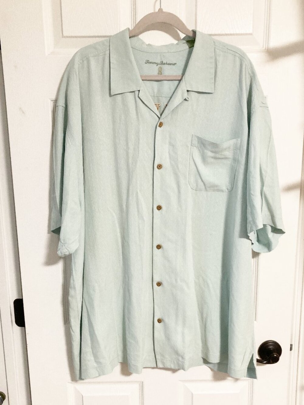 Tommy Bahama 100% Silk Camp Shirt Button Front Embroidered Size XXL